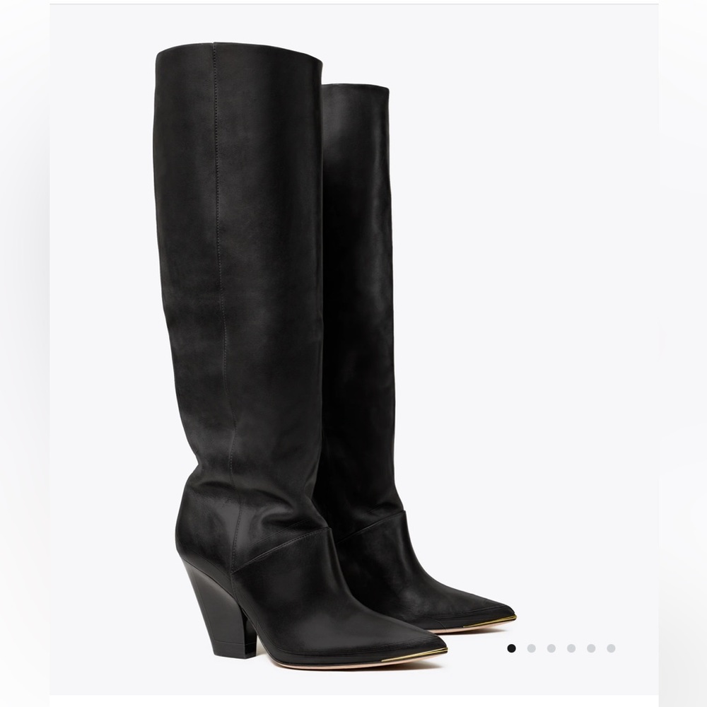 Tory Burch Black Leather Heeled Boots